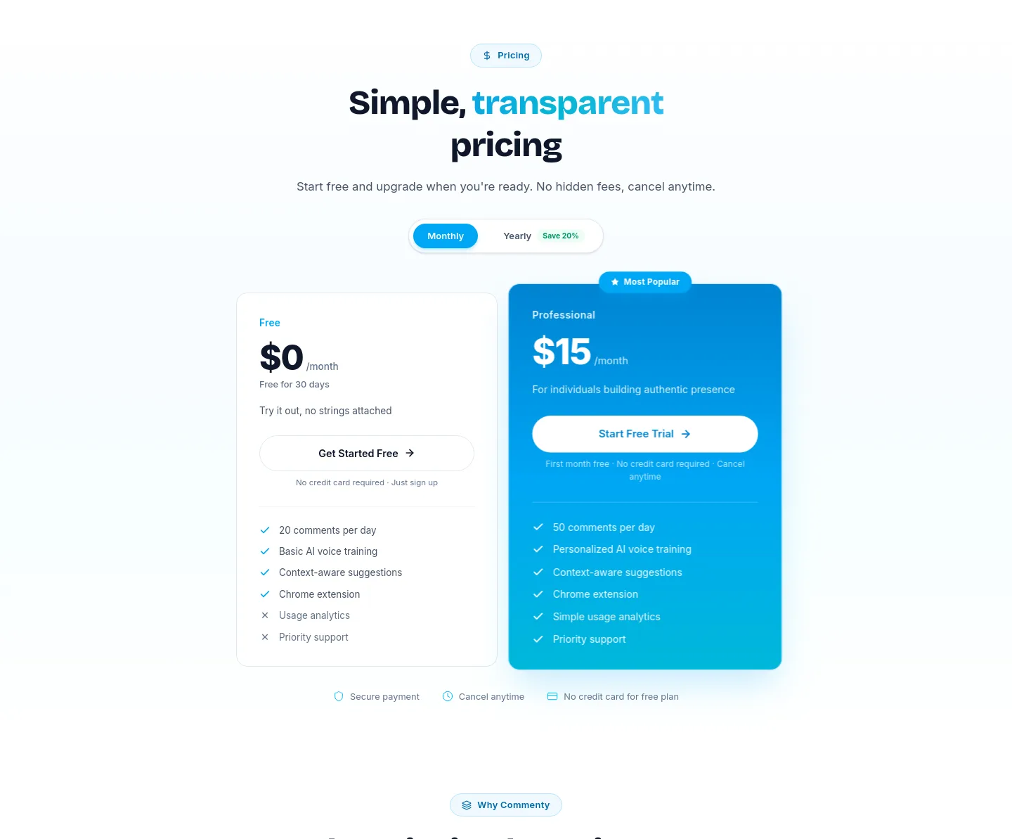 commenty.ai — Pricing