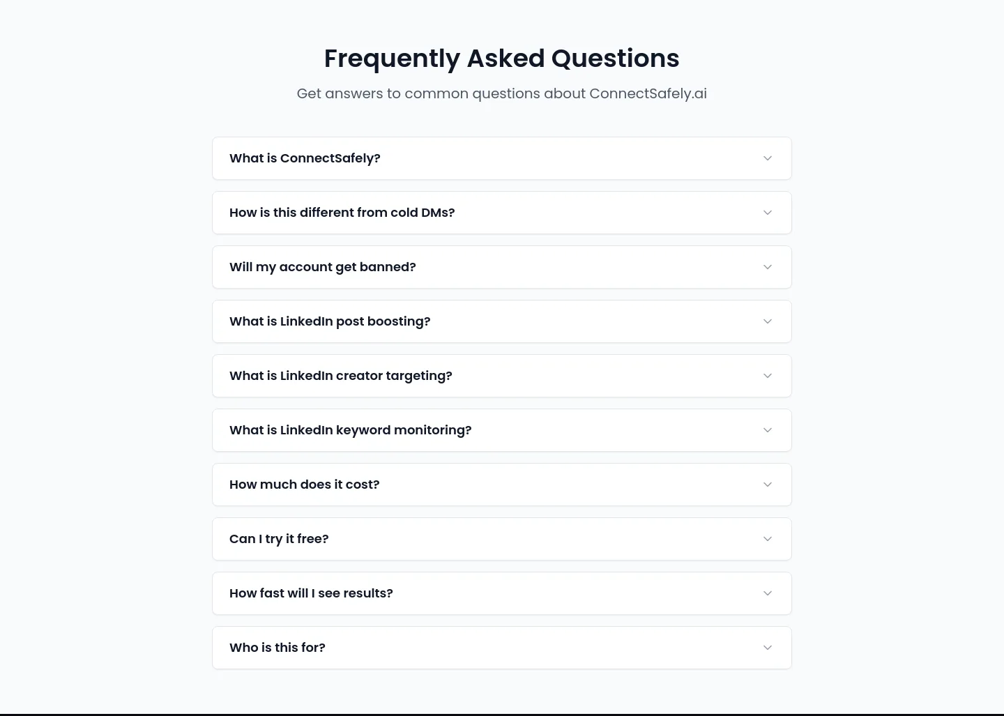 connectsafely.ai FAQ section