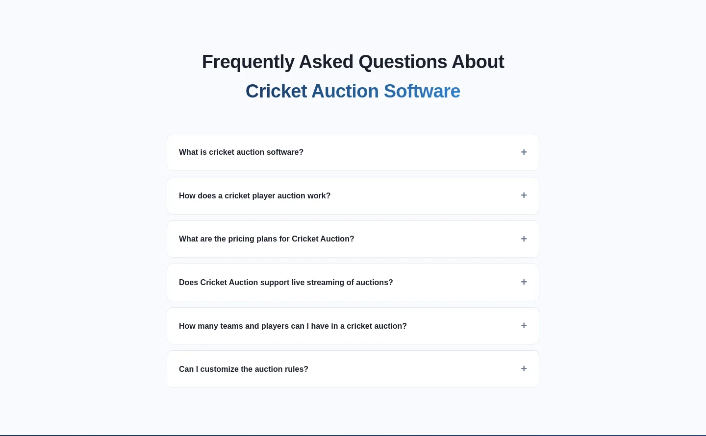 cric.auction — FAQ