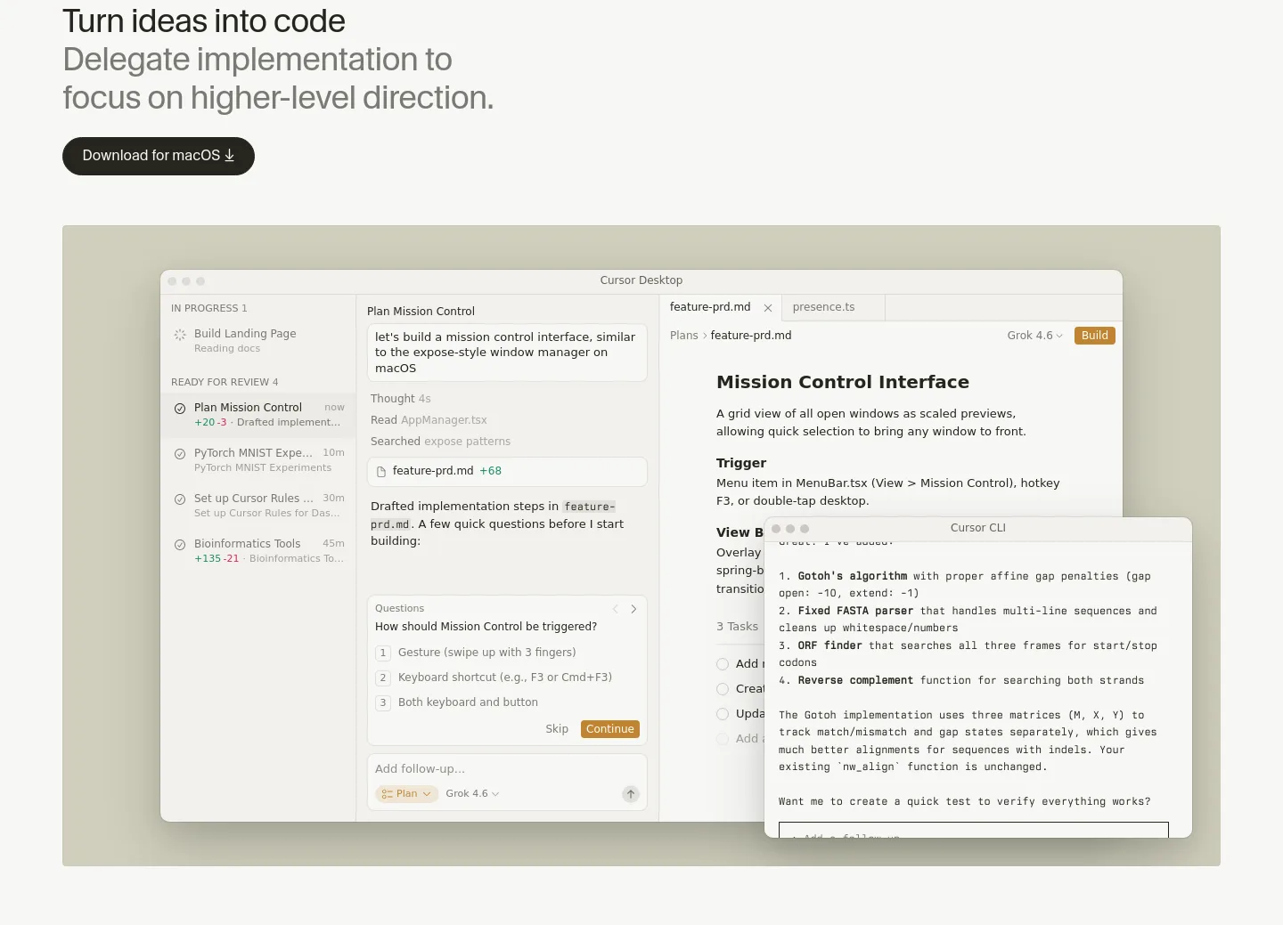 cursor.com — a real Hero section
