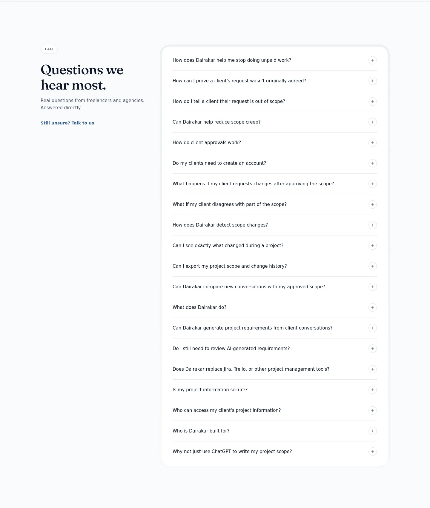 dairakar.com — FAQ