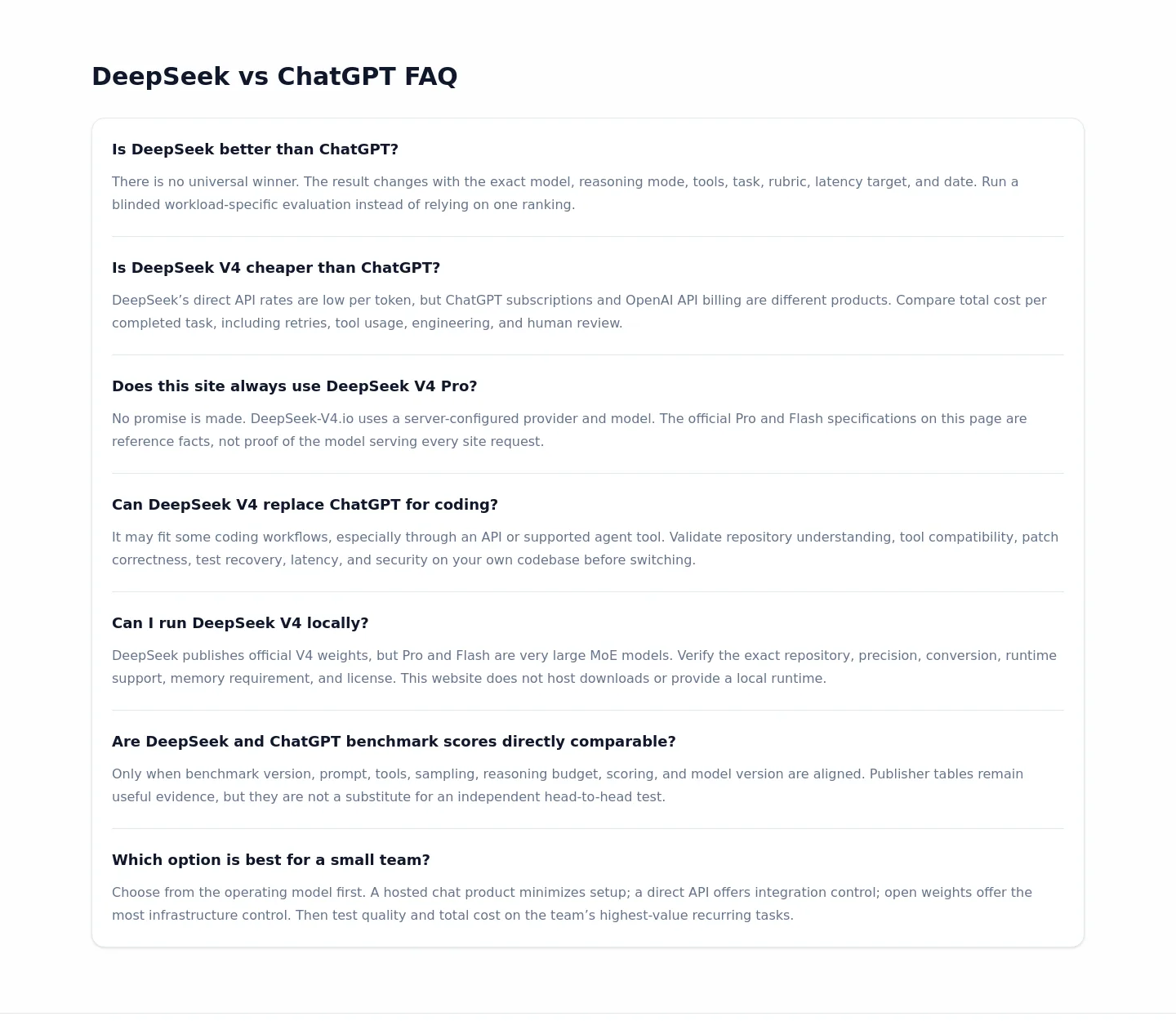 deepseek-v4.io FAQ section
