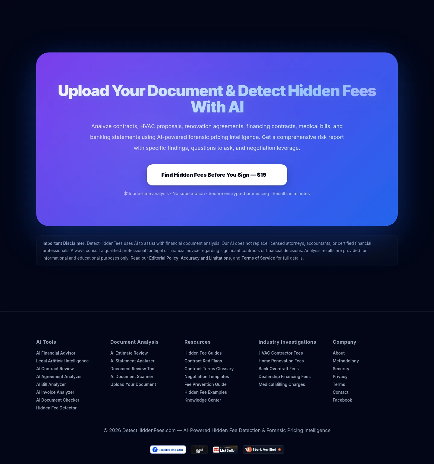 detecthiddenfees.com — Pricing