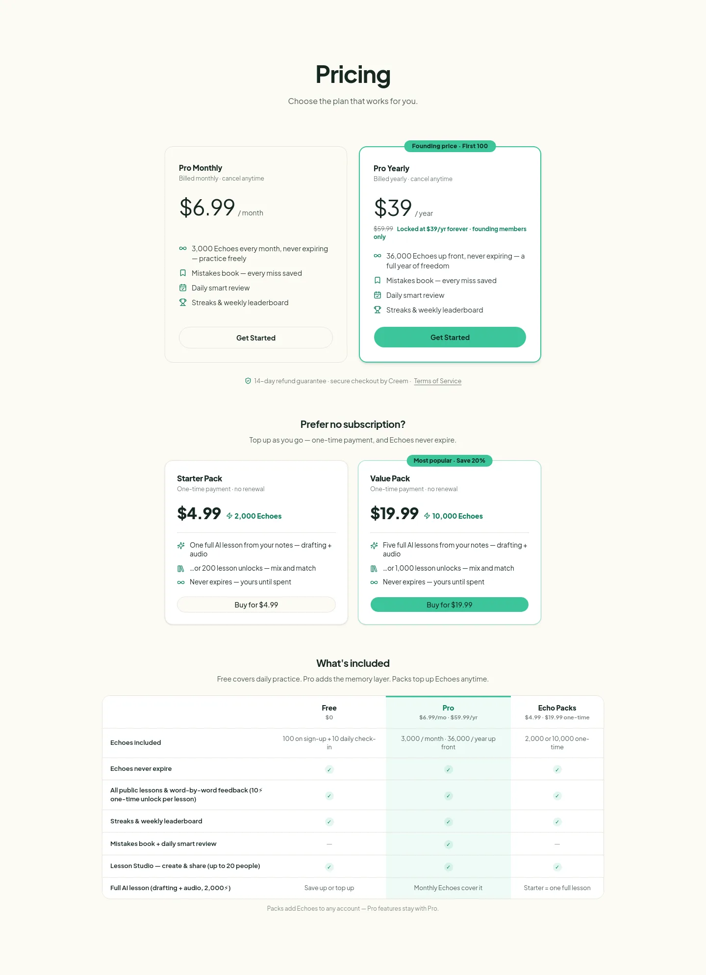 dictationtrainer.com — Pricing