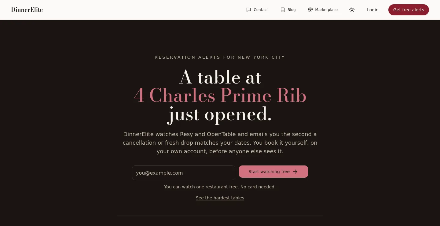 dinnerelite.com — The Pricing Page