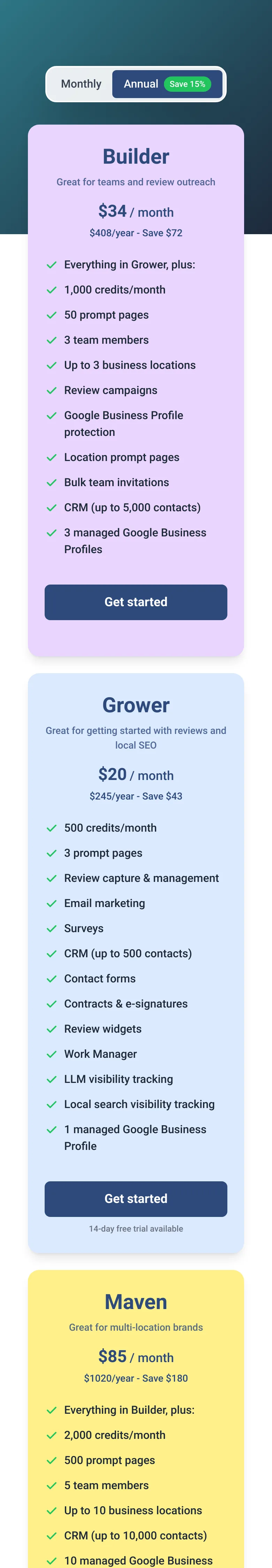 divinerone.com Pricing section