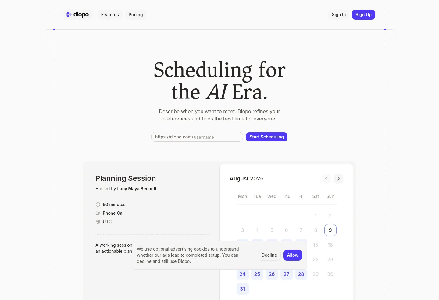 dlopo.com — Hero + Pricing