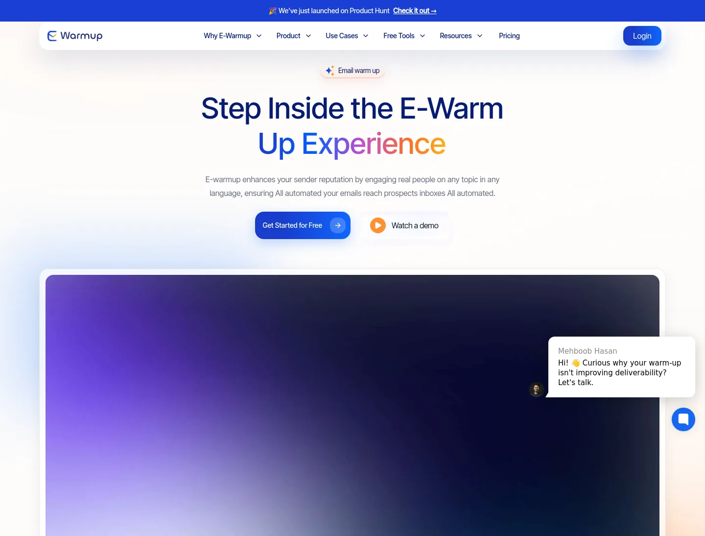 e-warmup.com Hero section