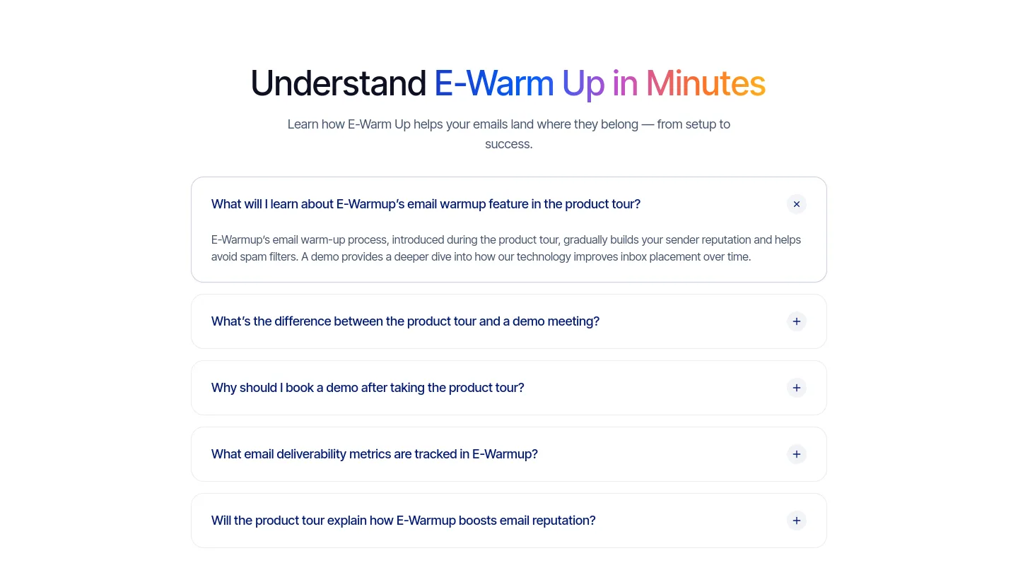e-warmup.com FAQ section
