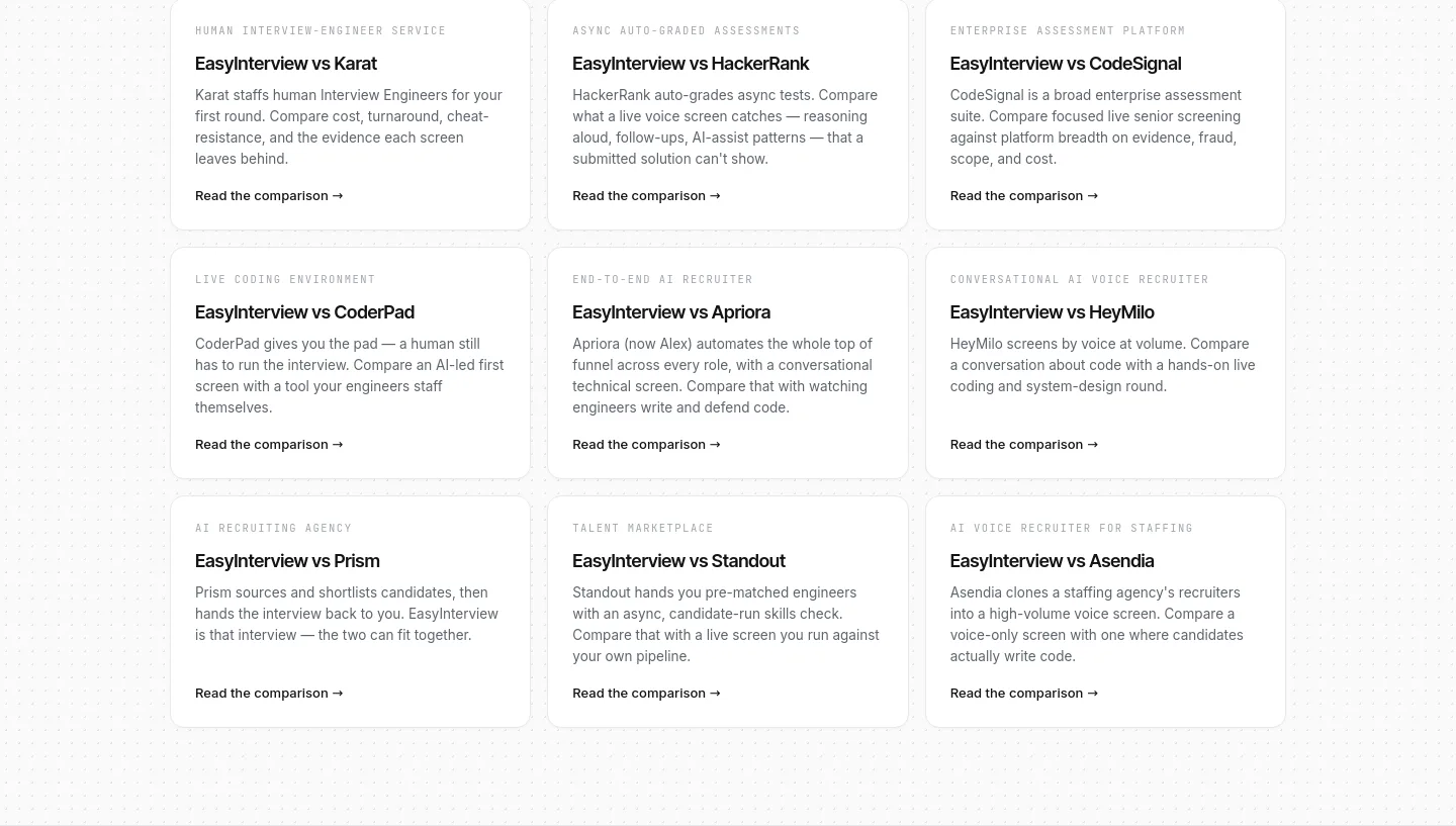 easyinterview.life Features section