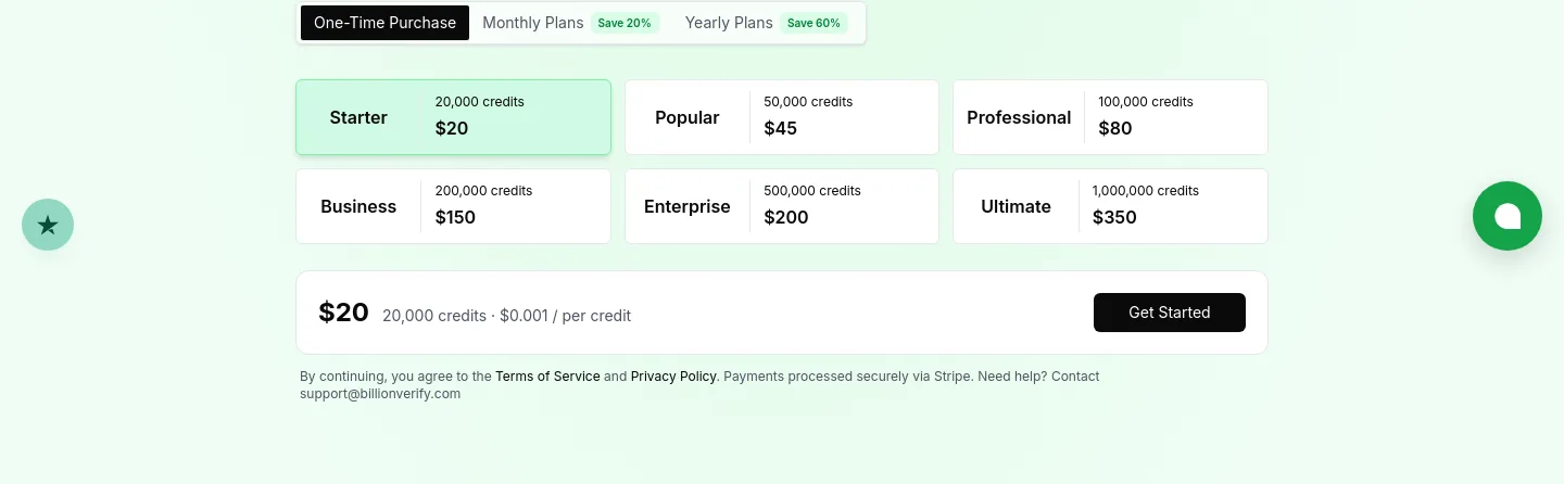 emailverify.ai Pricing section