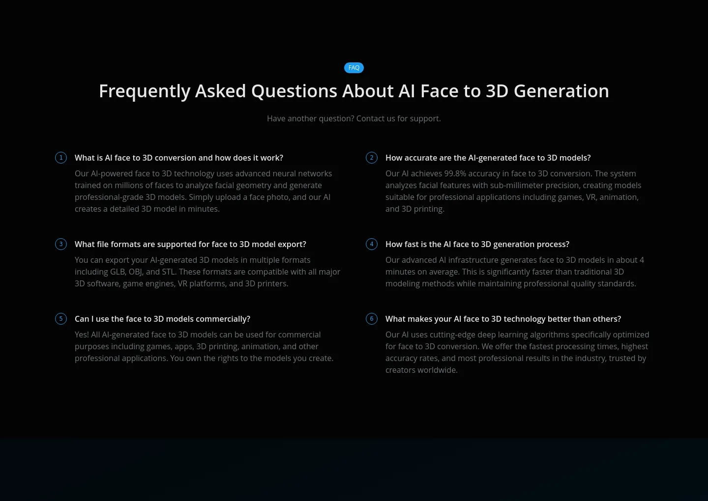 faceto3d.com — FAQ