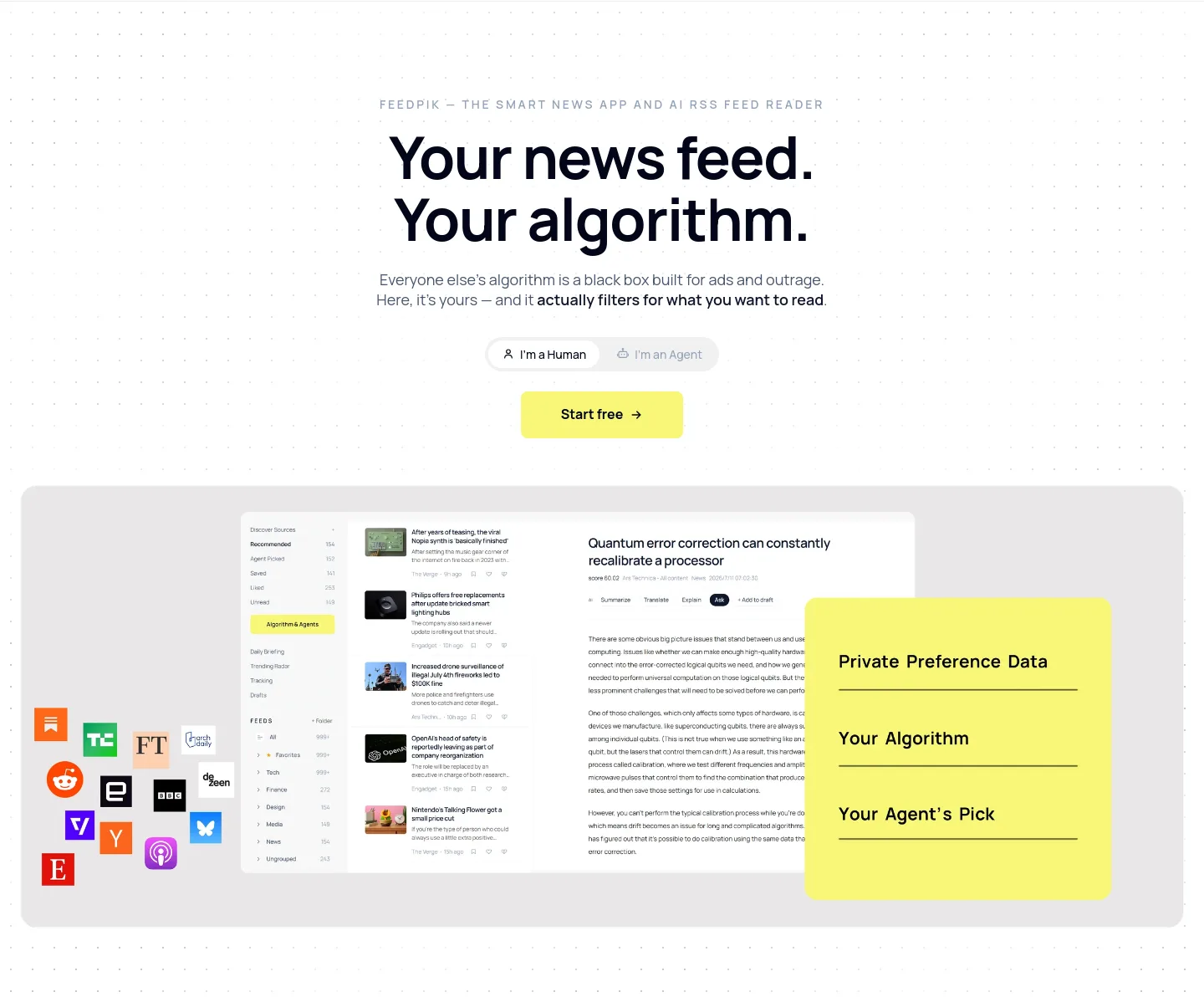 feedpik.com — a real Hero section