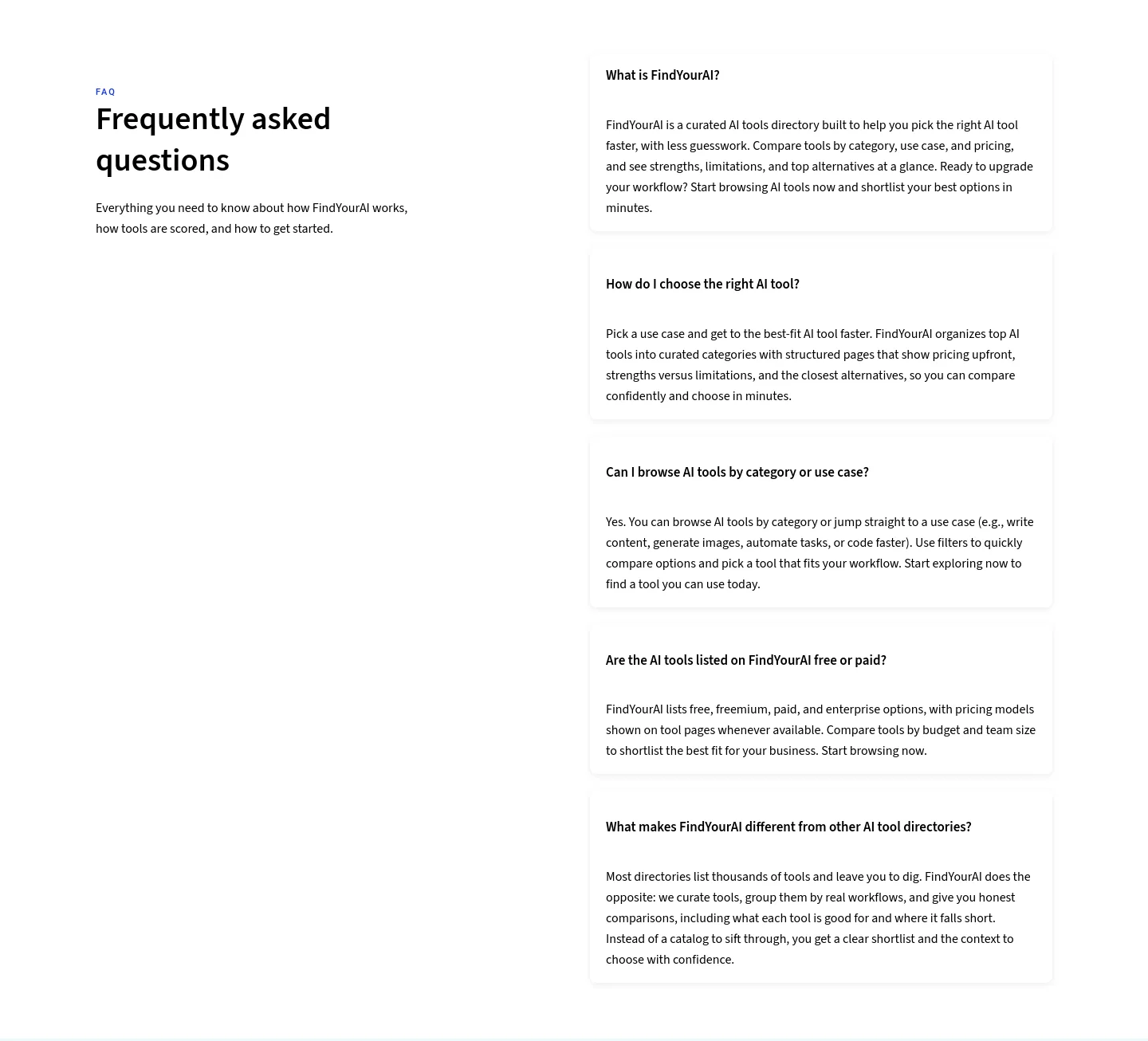 findyourai.com — FAQ