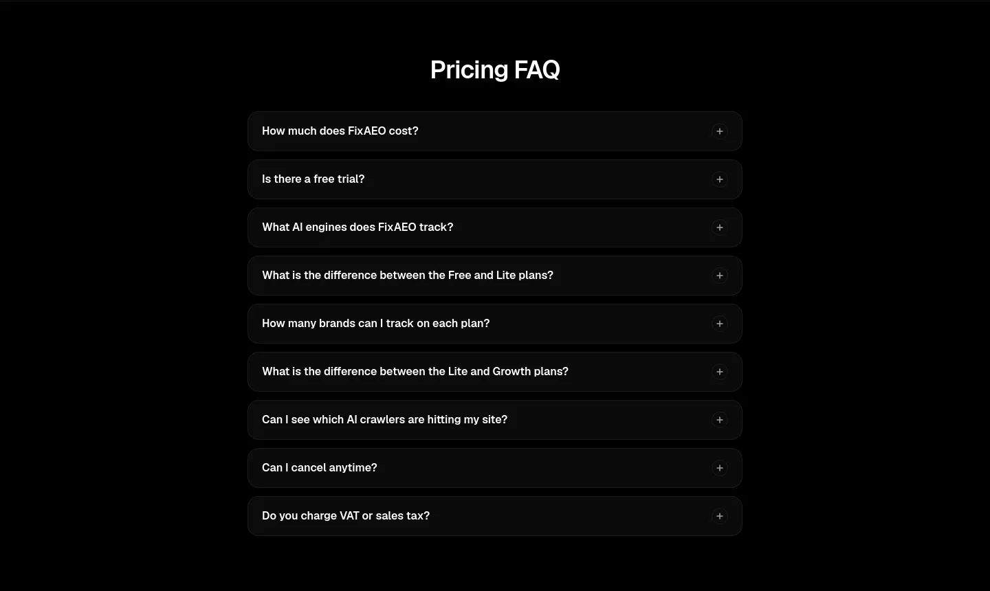 fixaeo.com FAQ section