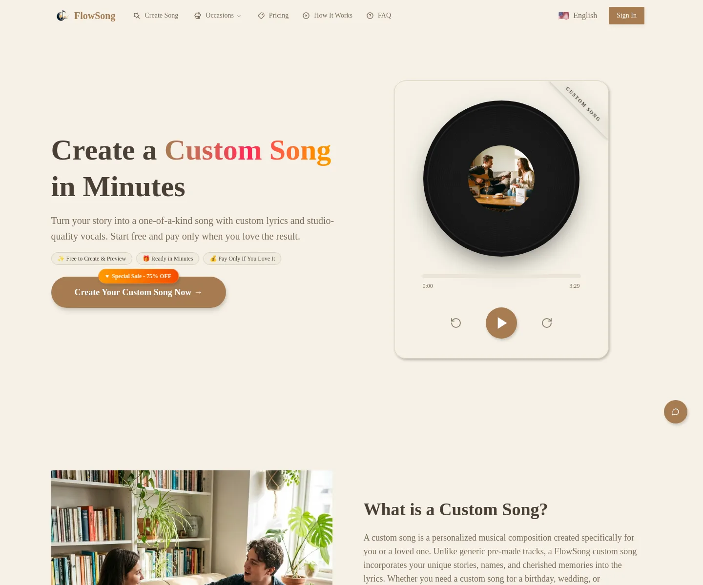 flowsong.app — Hero + Comparison + FAQ