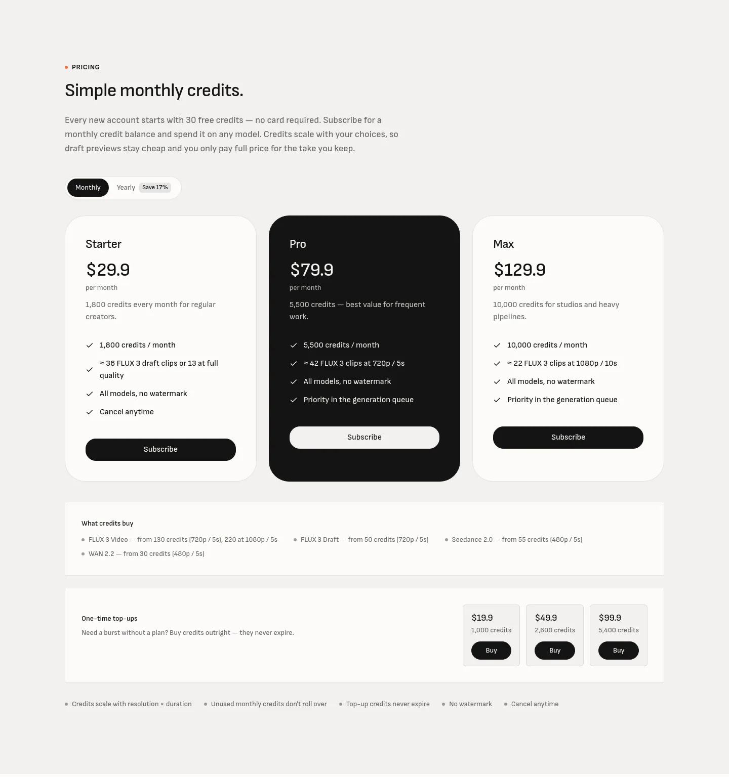 fluxvideo.co — Pricing
