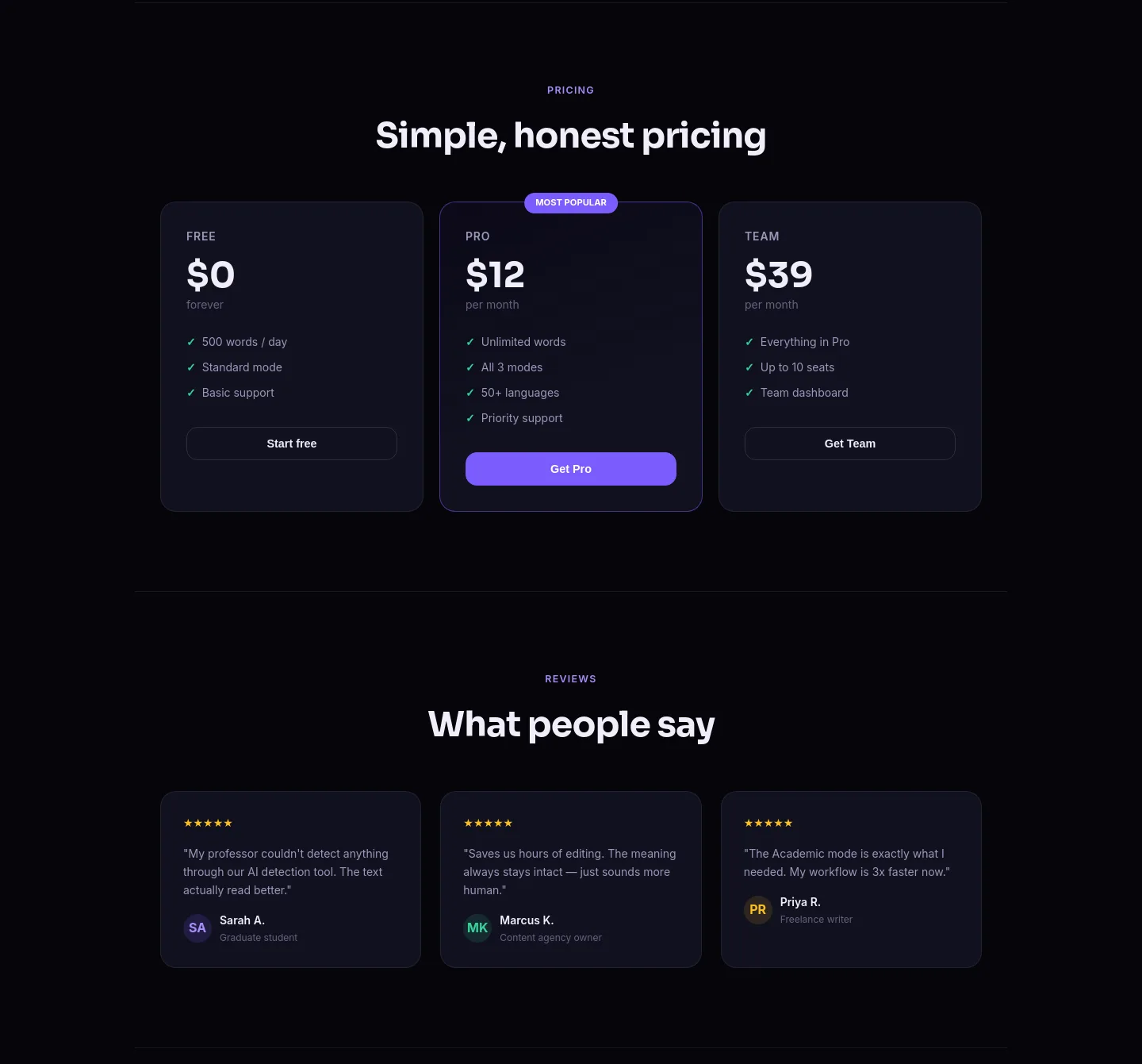 freeaihumanizer.online — Pricing