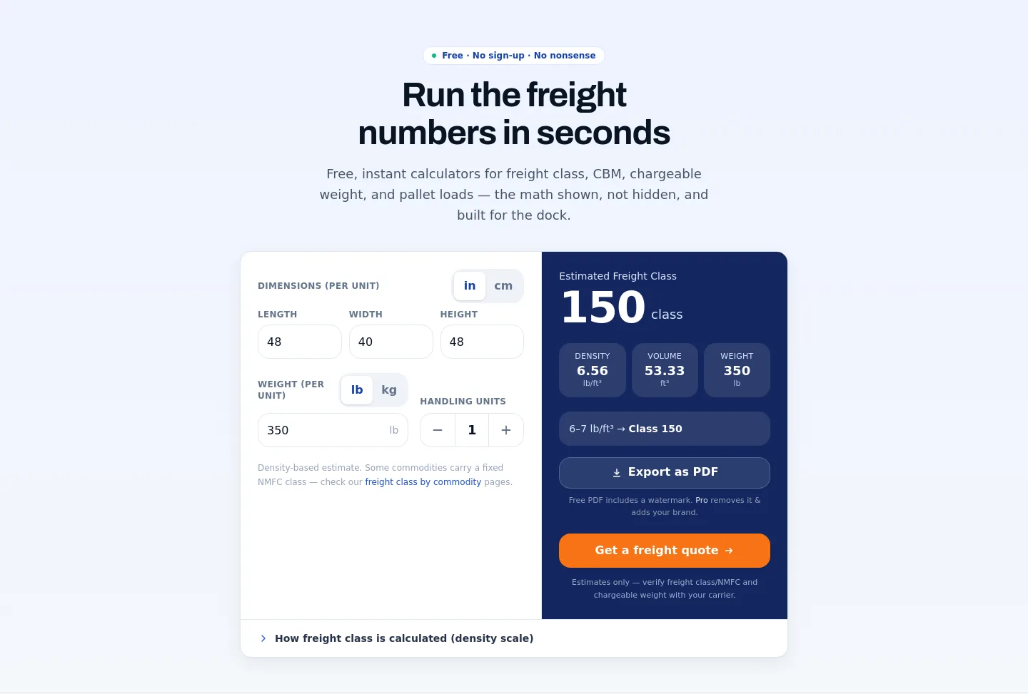 freightcalculatorhub.com — Hero
