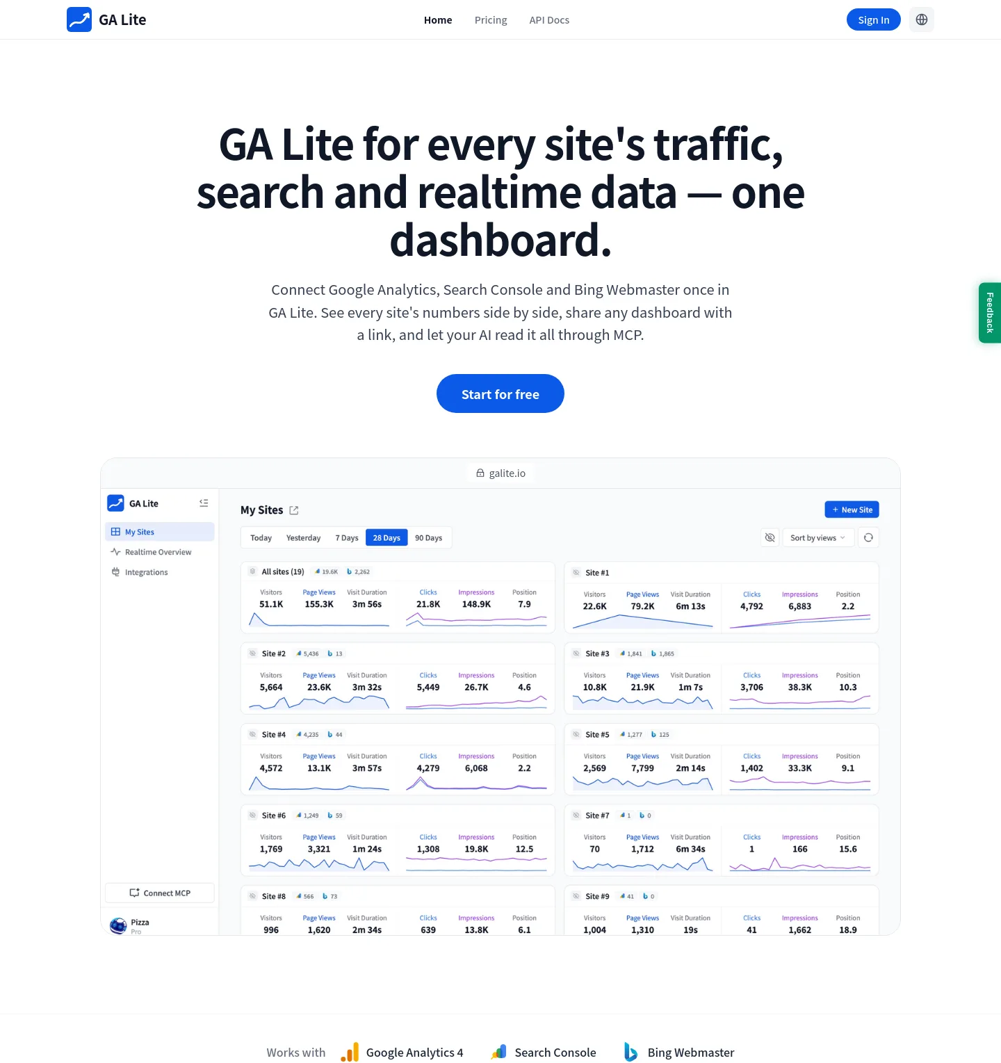galite.io — Hero + Logo Wall + Pricing + FAQ