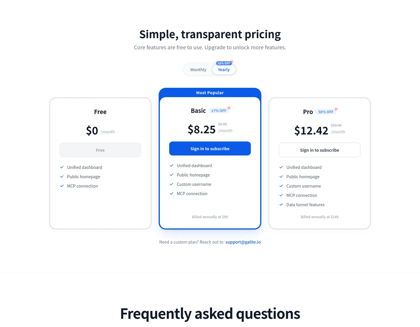 galite.io — Pricing