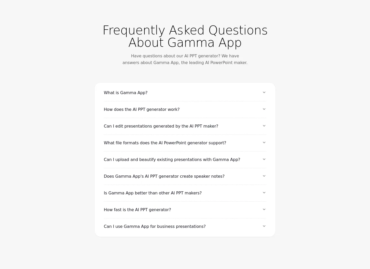 gammaapp.ai — FAQ