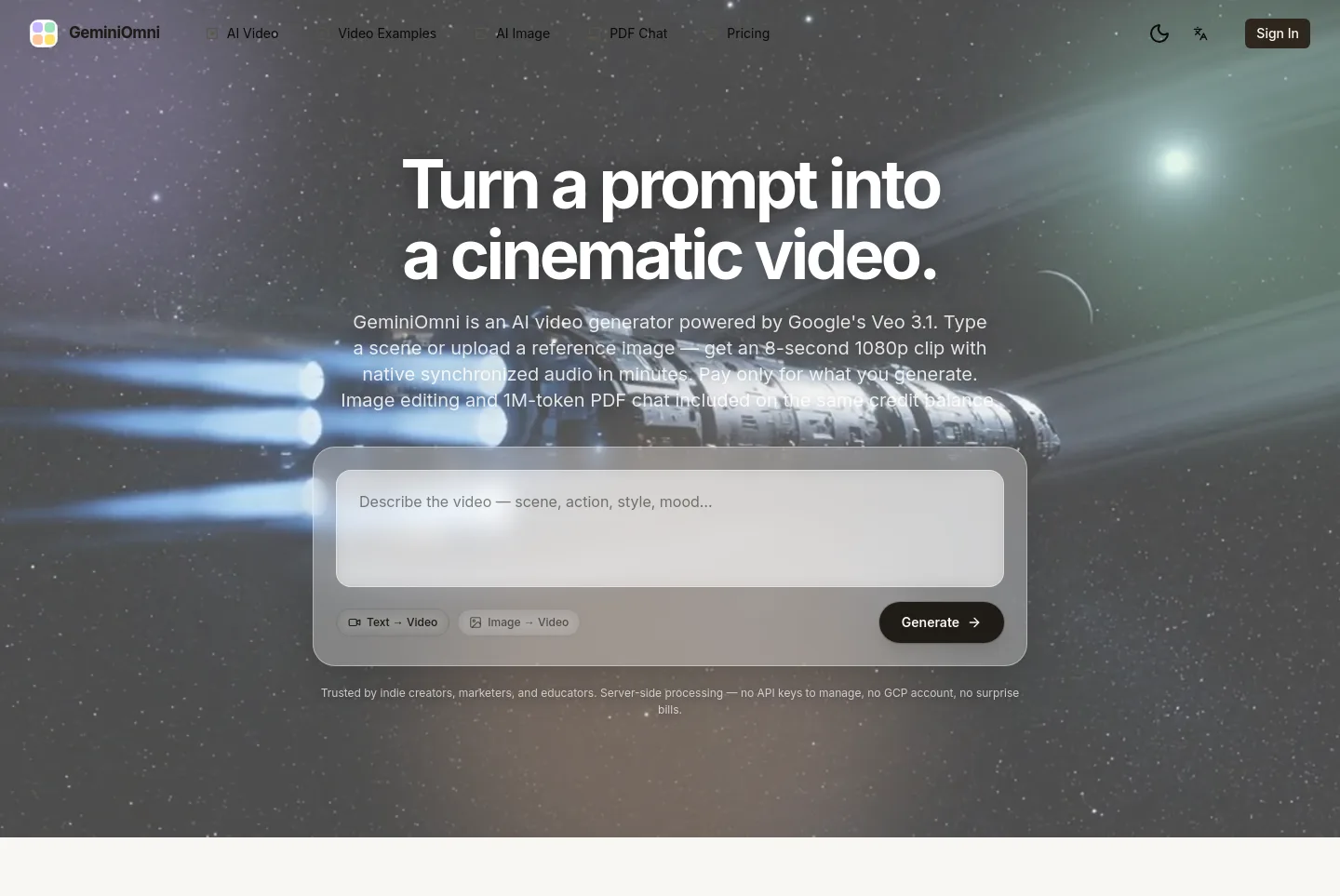 geminiomni-ai.com — a real Hero section