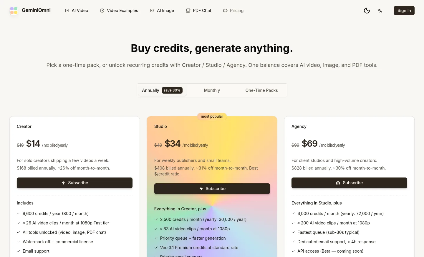 geminiomni-ai.com Hero section