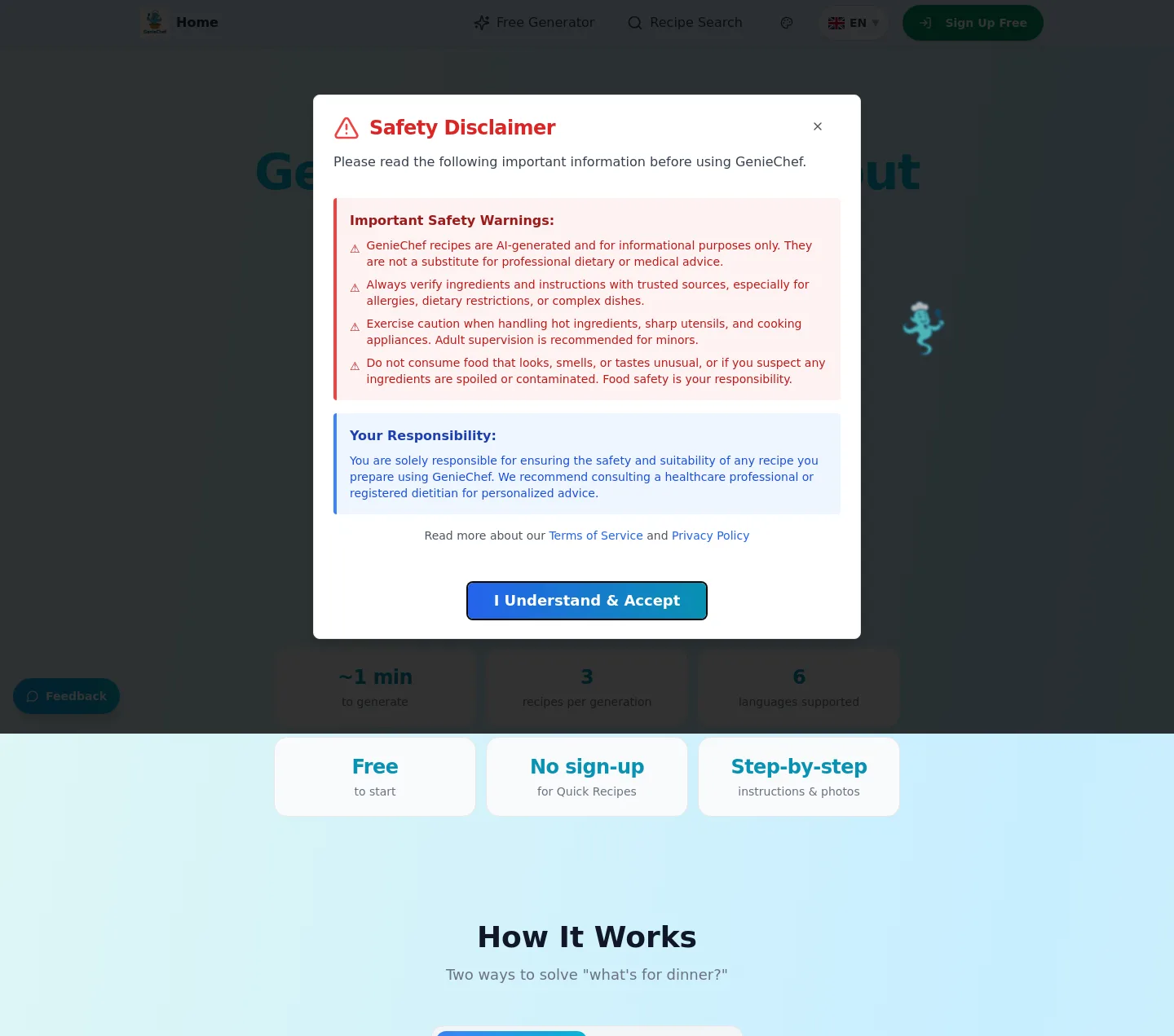 geniechef.app — a measured funnel