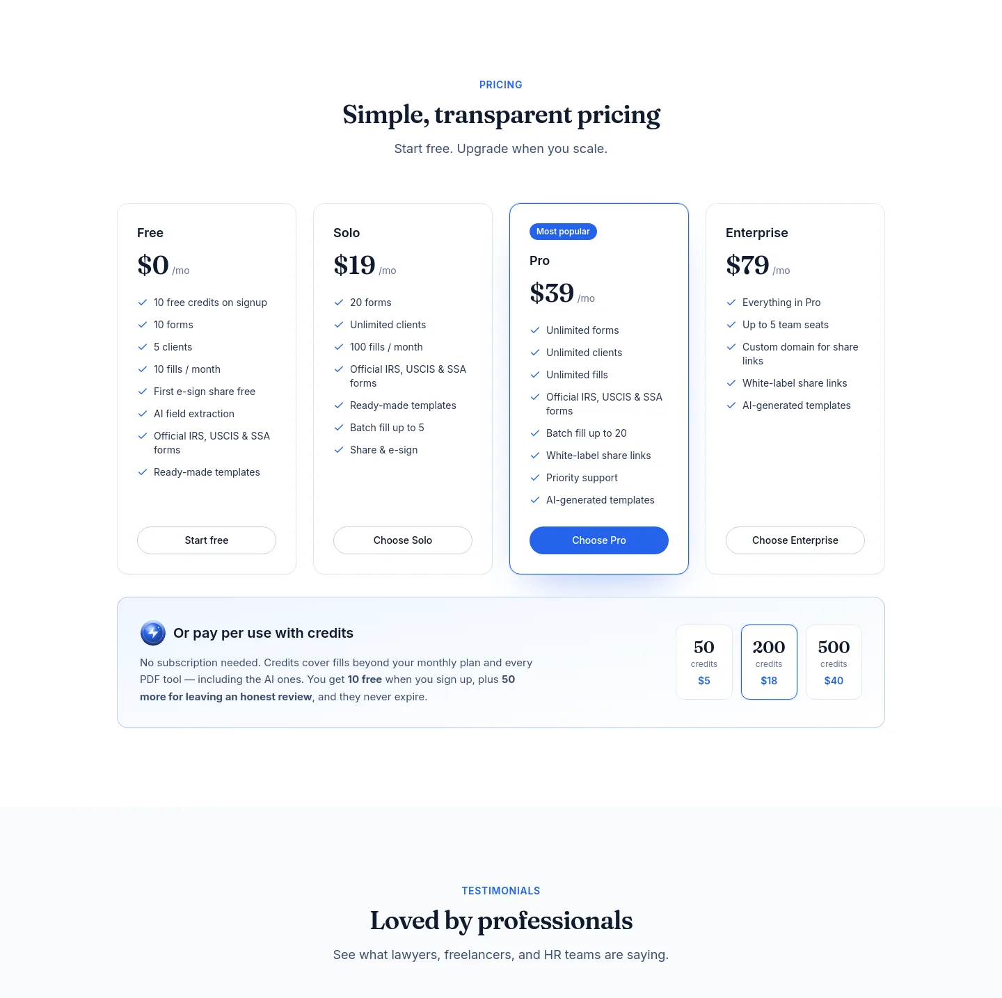 getfilly.app — Pricing