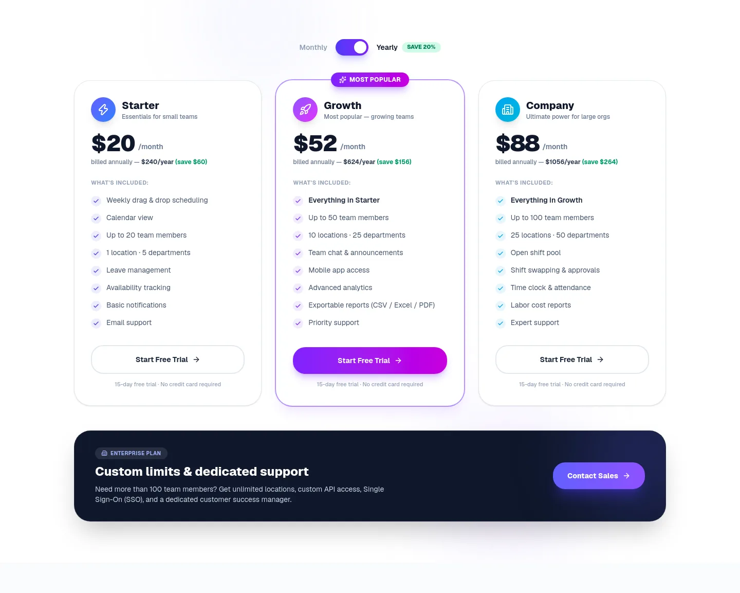 getstaffscheduling.ca — Pricing