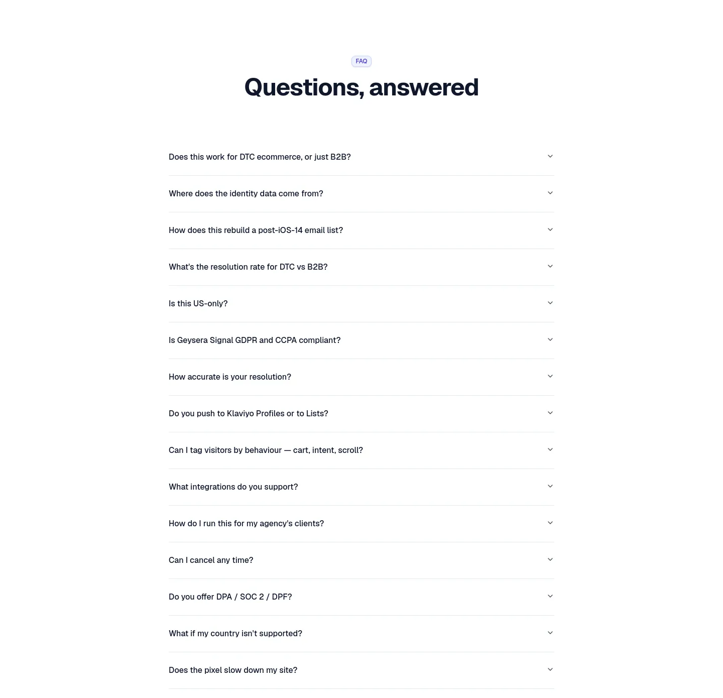 geysera.com — FAQ