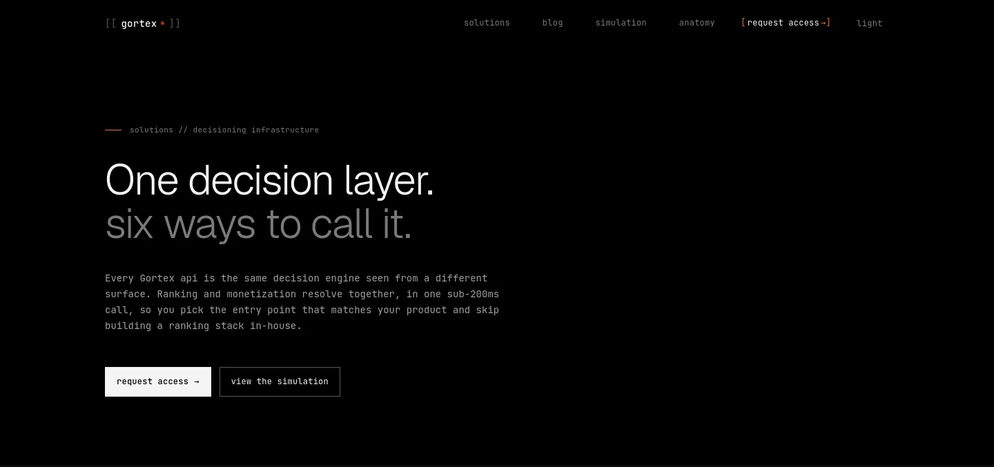 gortex.ai — a real Hero section