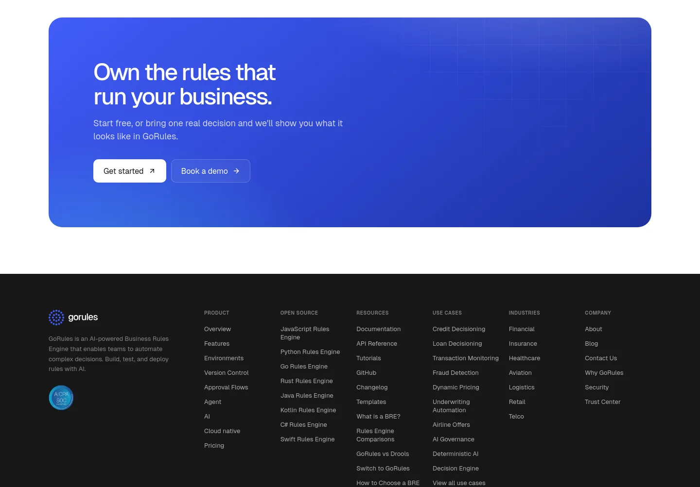 gorules.io CTA section