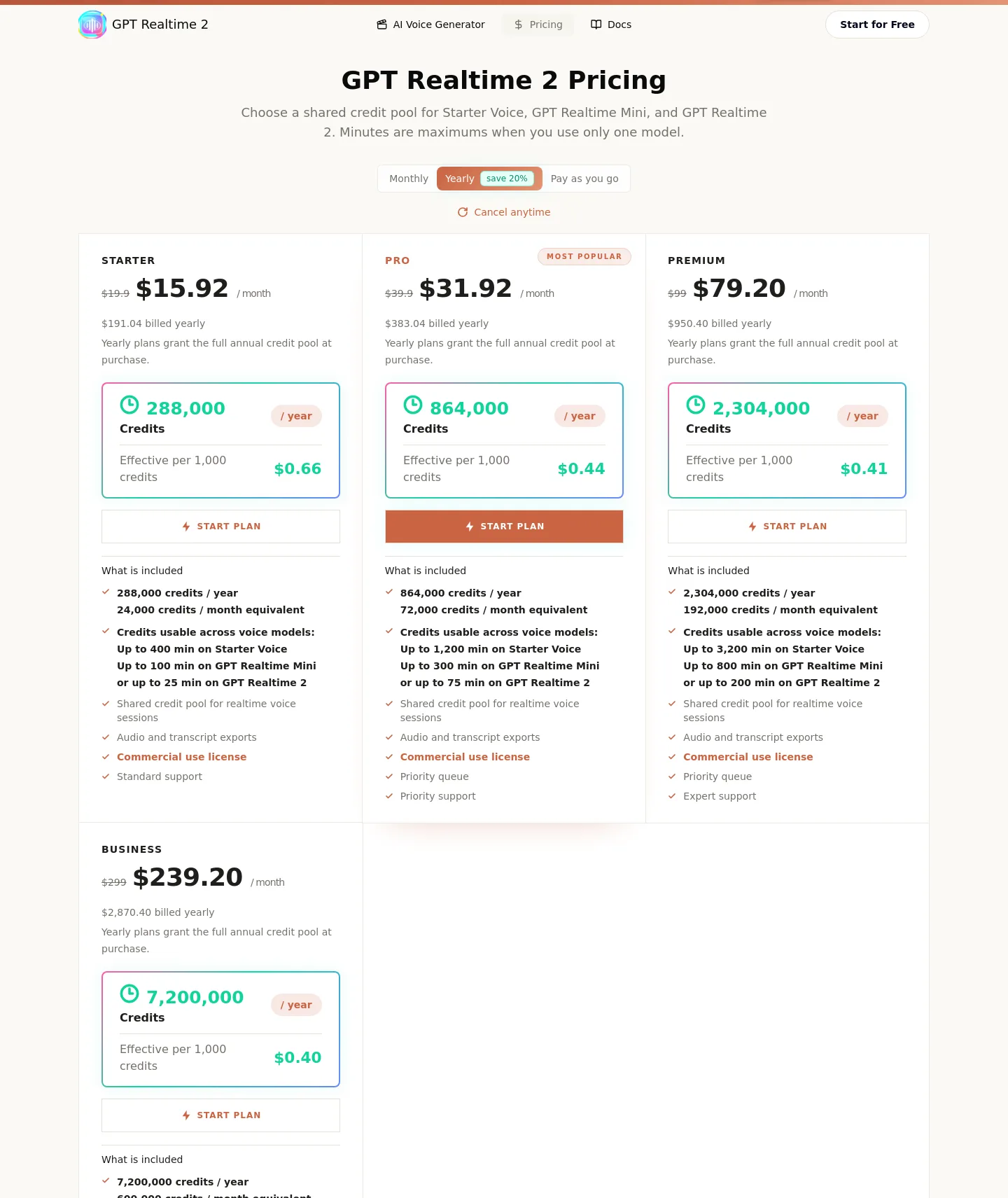 gptrealtime2.net — Pricing
