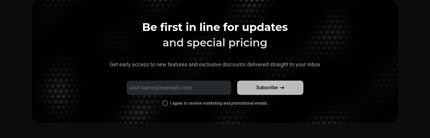 granite.so Email Capture section