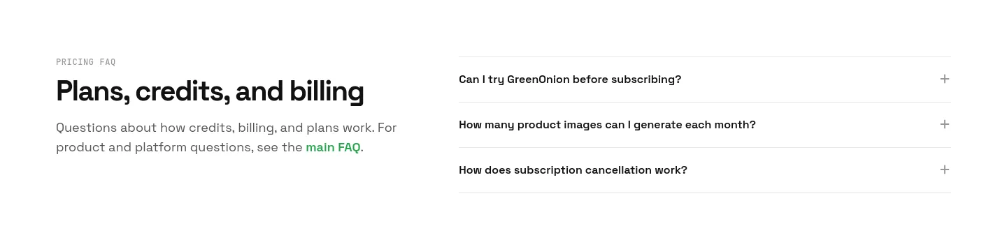 greenonion.ai FAQ section