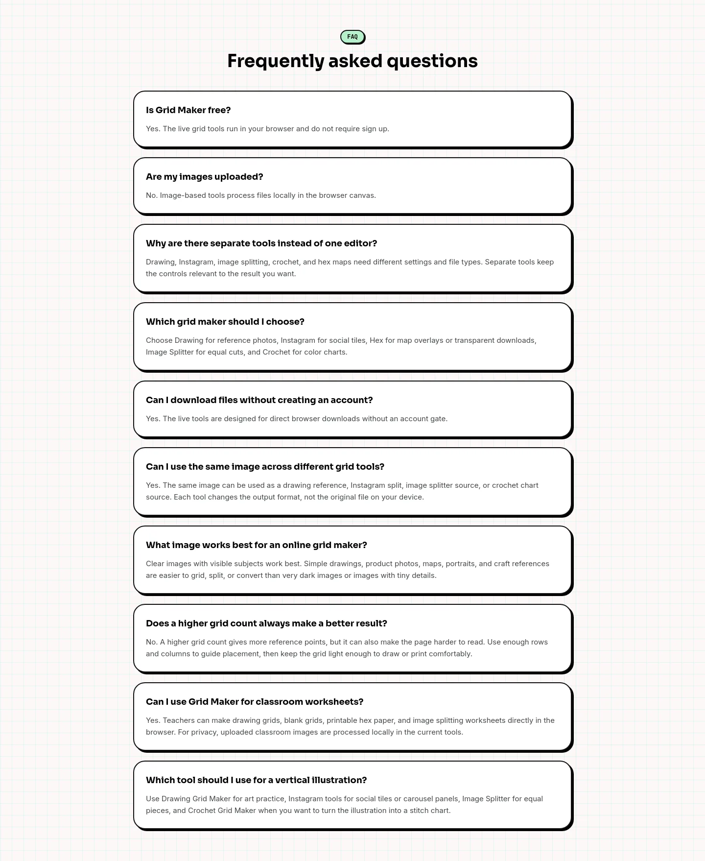 gridmakeronline.com — FAQ