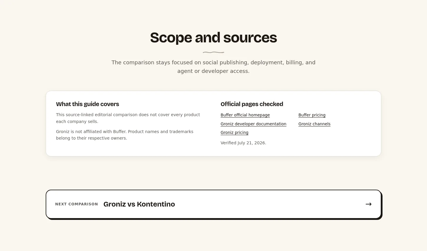 groniz.com Comparison section