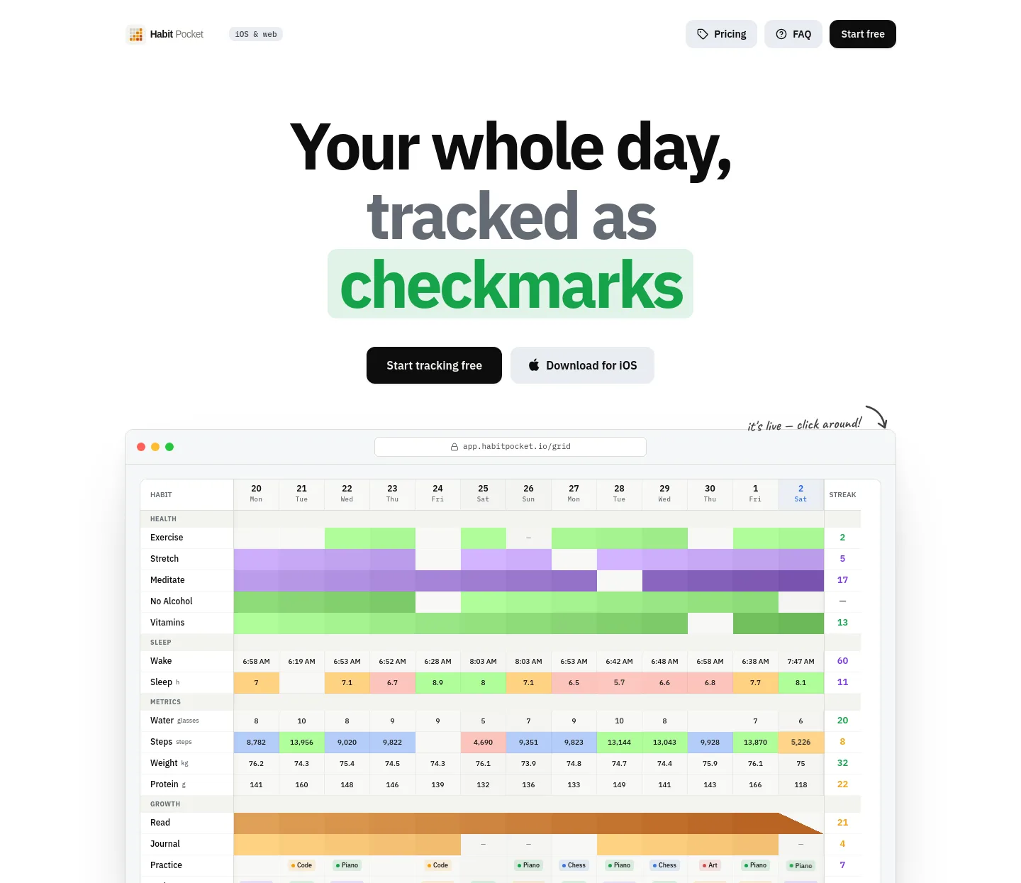 habitpocket.io — The Pricing Page