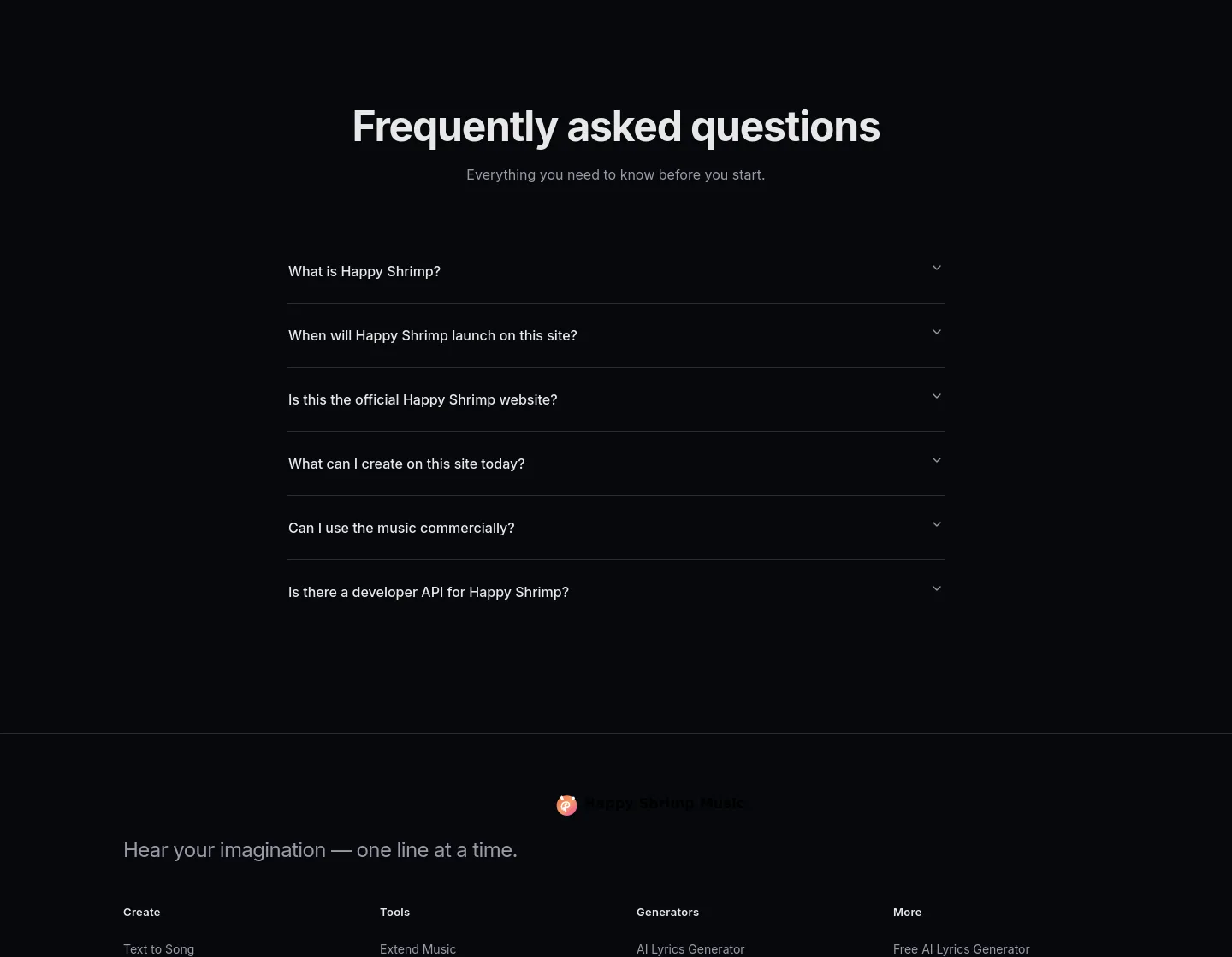 happyshrimpmusic.com — FAQ