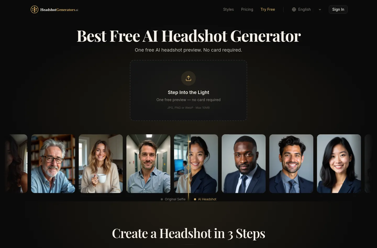 headshotgenerators.ai — Hero + Pricing
