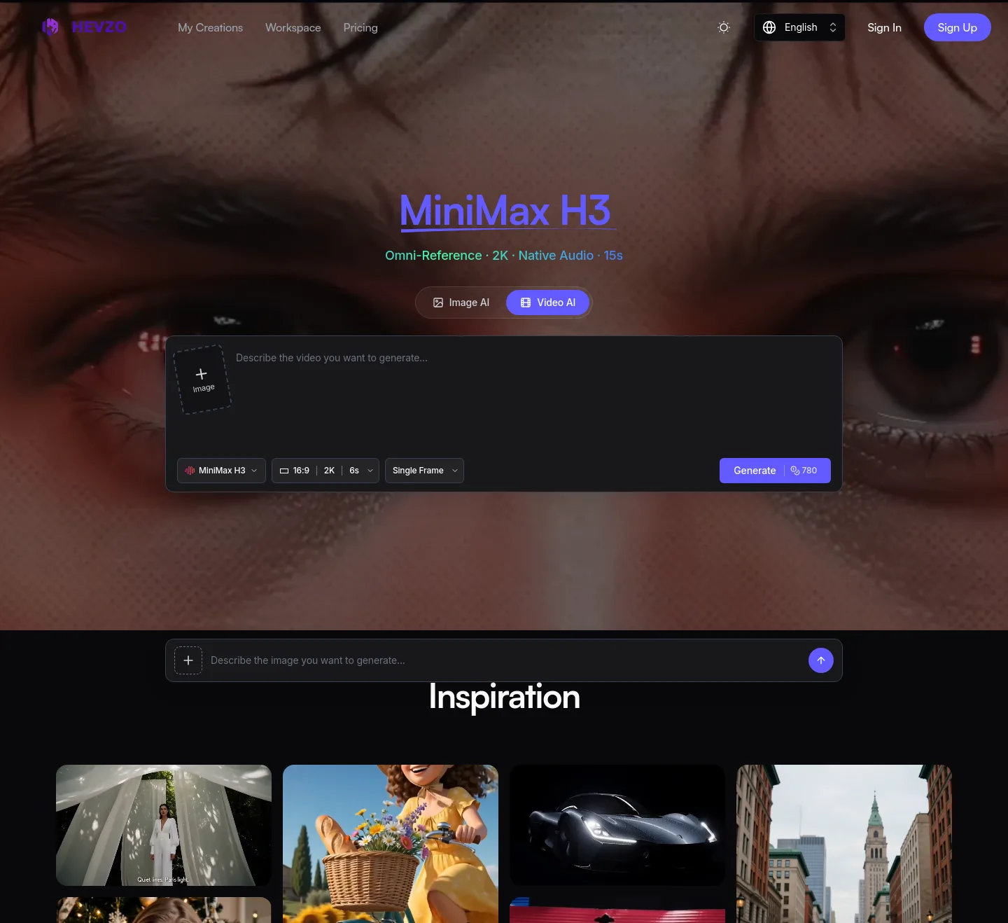 hevzo.com — a real Hero section