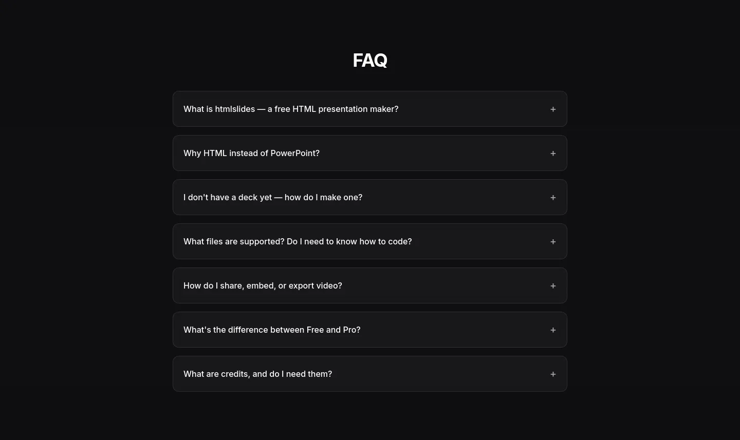 htmlslides.ai — FAQ