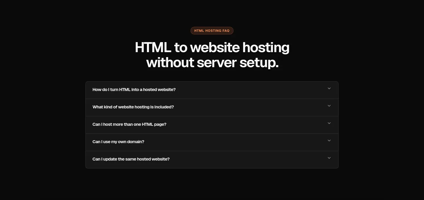 htmltowebsite.com — FAQ