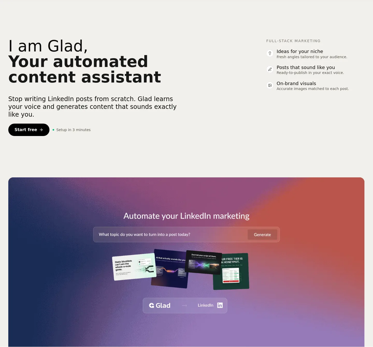 iamglad.ai — Hero
