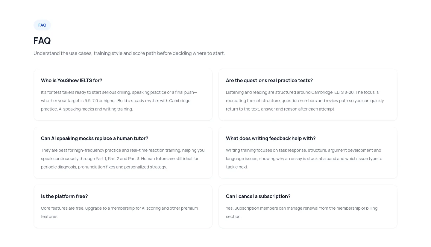 ielts.youshowedu.com — FAQ