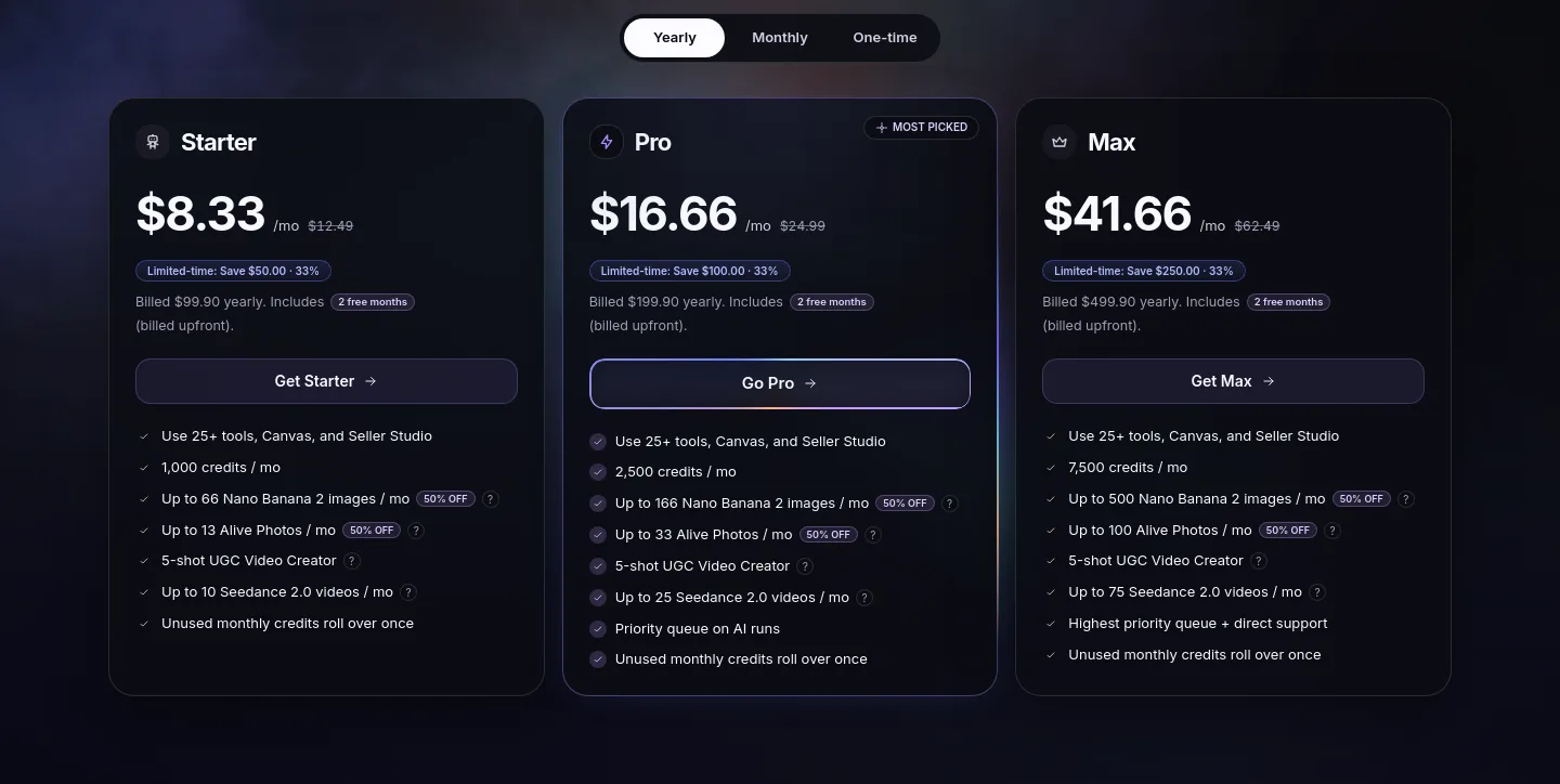 igly.ai Pricing section