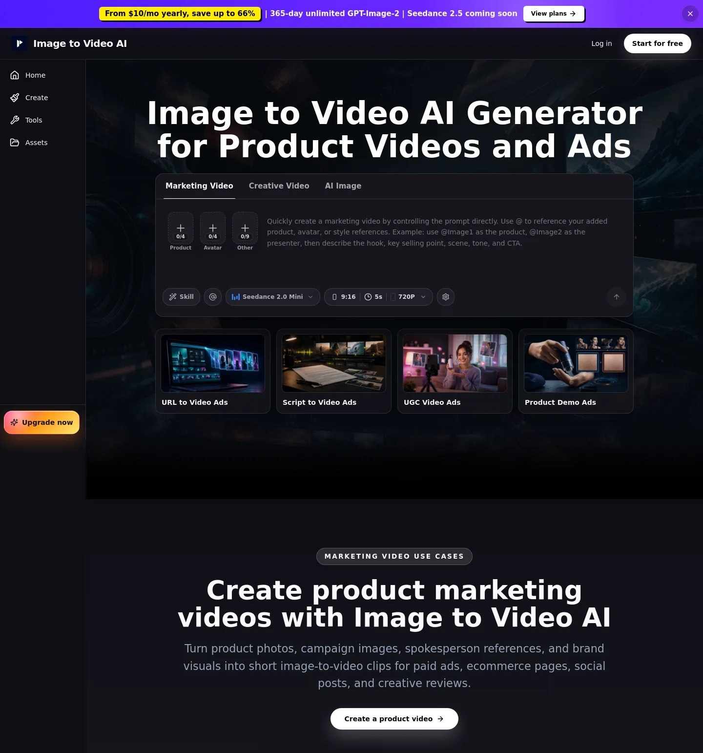 image-to-video-ai.best — Hero + Features