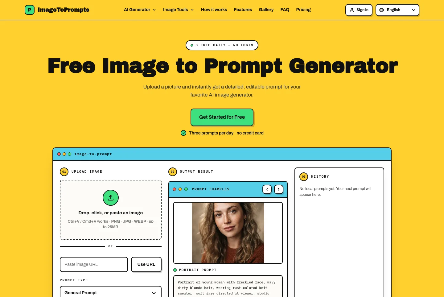 imagetoprompts.io — a measured funnel